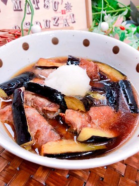 肉巻き茄子のみぞれ揚げ浸し♪