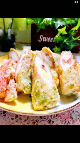 〜簡単・節約☆カニカマ入り竹輪磯辺揚げ〜