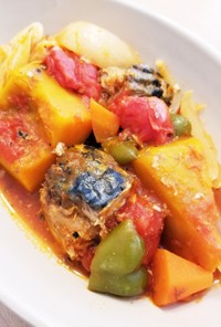 簡単‼️サバ缶と野菜のトマト煮込み♥️