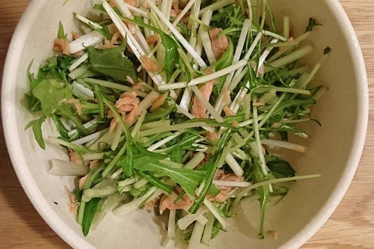 切って和えるだけ ツナと水菜のサラダ レシピ 作り方 By けちけちはまやん クックパッド