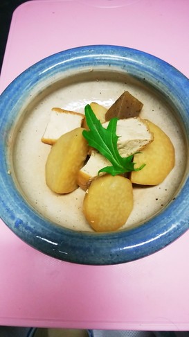 今日の夕飯 里芋と生揚げとこんにゃく煮
