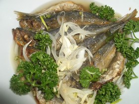 小鯵の南蛮漬♪レモン&パセリ&クレソル♪