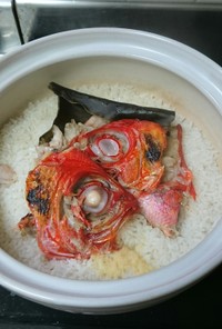 簡単に土鍋で鯛めし：金目鯛