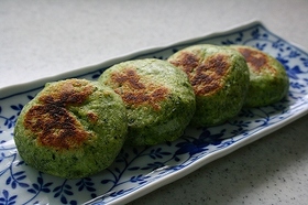 FPで作る小松菜生地のおやき