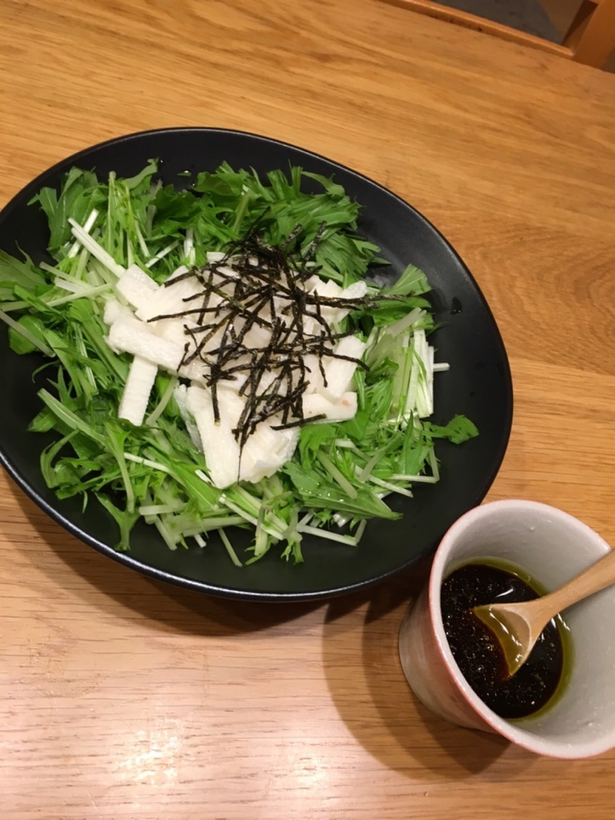 シャキシャキ長芋と水菜のサラダの画像