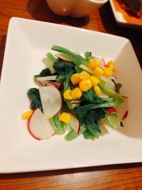 簡単 ラディッシュ、小松菜料理