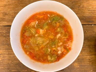 レンチンでヘルシー丸ごとトマトスープの写真