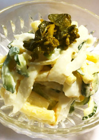 マカロニサラダ　ウド、花山葵、鮒寿司の飯