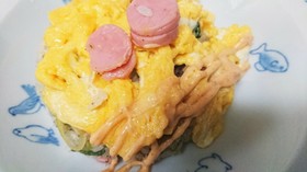 大分白葱とふくやめんたいマヨでオムライス