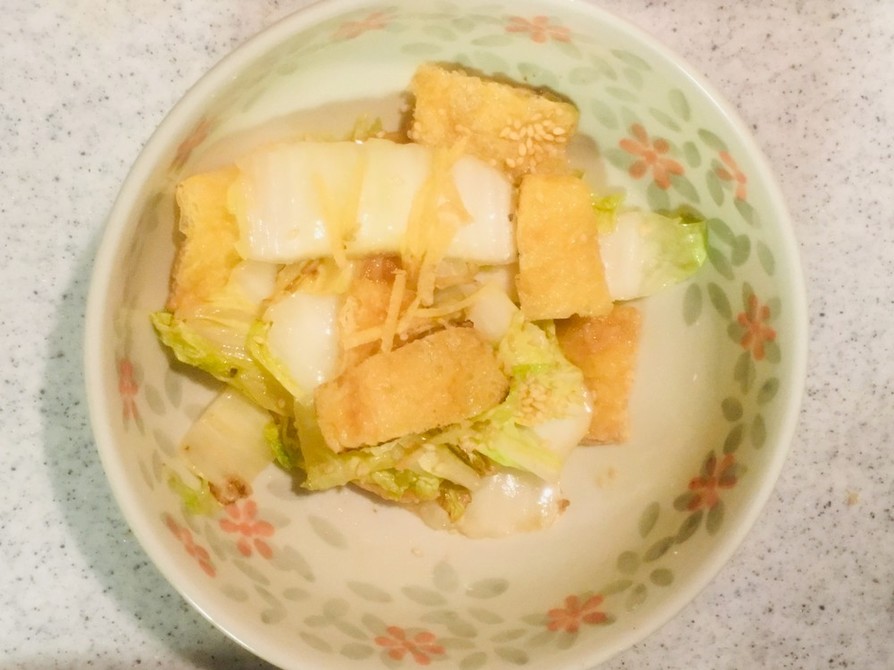 白菜と油揚げの味噌炒めの画像
