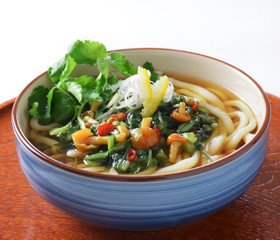 国産野沢菜なめこうどん