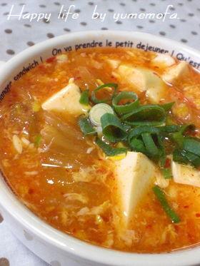 酸っぱいキムチが美味変身♬豆腐のあんかけ