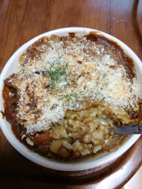 手抜きだけど豪華!焼きカレー納豆ドリア