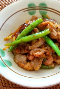 豚バラ肉とインゲン豆の炒め物