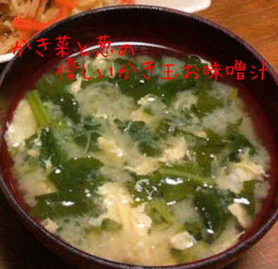 かき菜と葱の優しいかき玉お味噌汁の写真
