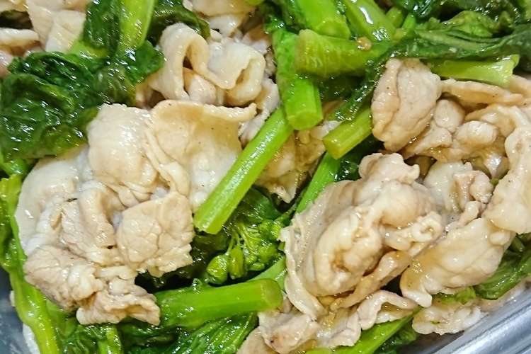 作り置き 菜の花と豚肉のわさポン炒め レシピ 作り方 By Ta Cha クックパッド 簡単おいしいみんなのレシピが378万品