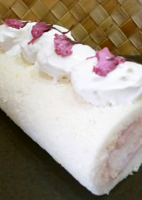 【低糖質】桜のロールケーキ