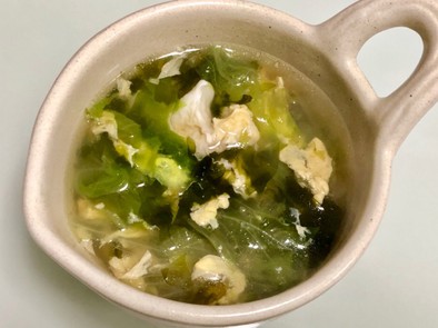 簡単☆レタスと卵と韓国のりのスープの写真