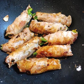 菜の花の肉巻き 小松菜の肉巻き
