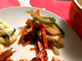 レンジでじゃがいもとピーマンのきんぴら