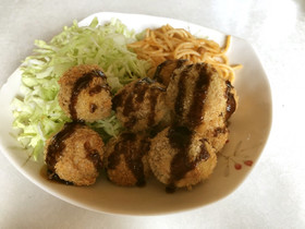 業務用冷凍肉だんごをチキンフライに