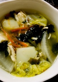 低フォド＊鶏ささみ茹で汁で豆腐野菜スープ
