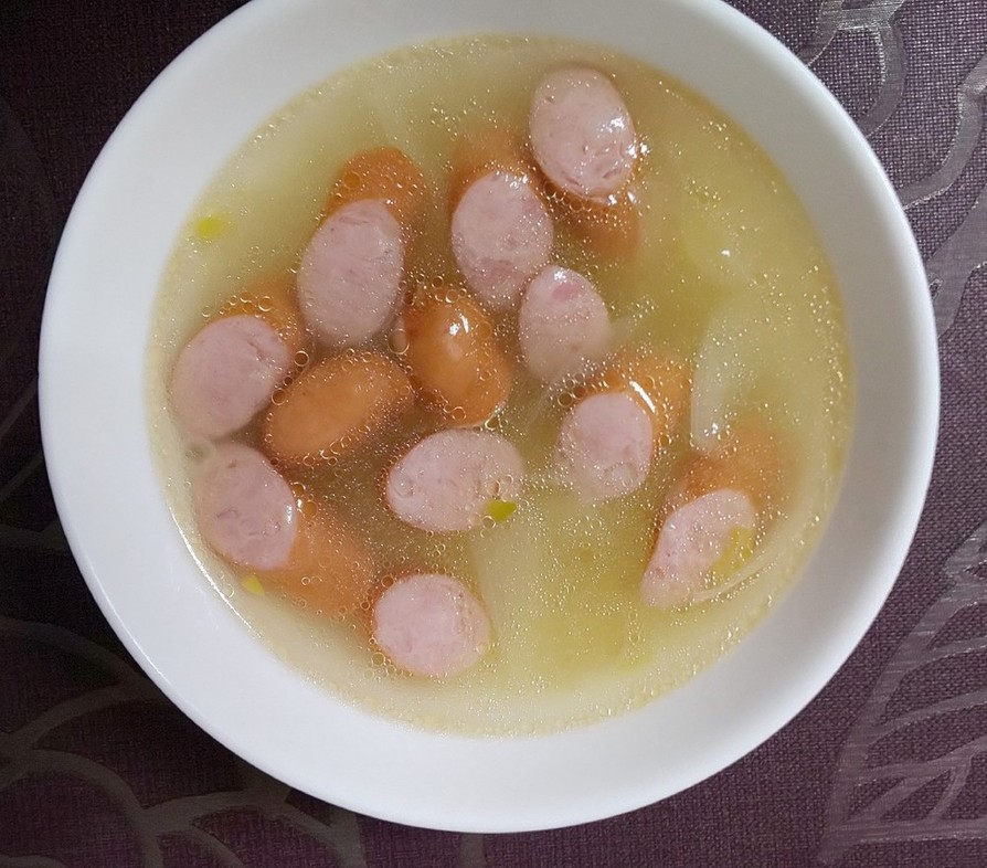 玉ねぎとウインナーの薬膳スープの画像