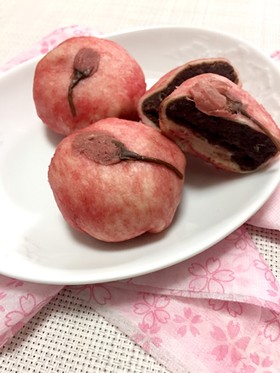 食パンで簡単に♪桜香るお饅頭