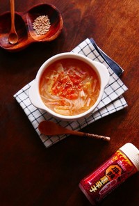 ベーコンとキャベツの中華風春雨スープ