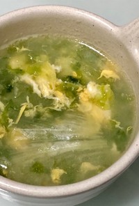 簡単☆ごま油香るレタス卵あおさのスープ