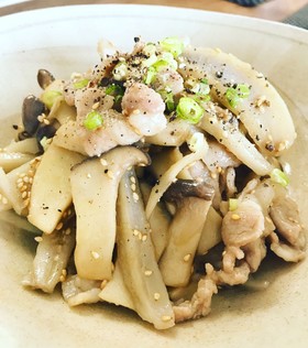 蓮根と豚バラの炒め物