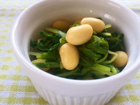 和風!釜蒸しだいずと豆苗のめんつゆオイル