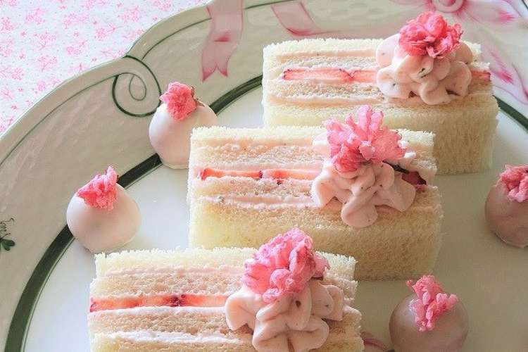 桜餡クリームといちごのサンドイッチケーキ レシピ 作り方 By ｂiｂiすみれ クックパッド