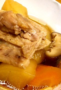 ホットクックで鶏もも肉と根菜の味染み煮物