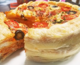 甘くないケーキ!簡単誕生日ピザケーキ♪