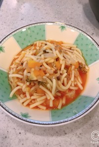 炊飯器で離乳食♡野菜たっぷりトマトパスタ