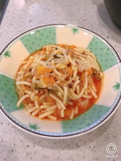 炊飯器で離乳食♡野菜たっぷりトマトパスタの写真