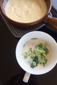 青梗菜とベーコンのミルクスープ