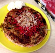 ノンオイルのレンチン粉なしお好み焼きの写真