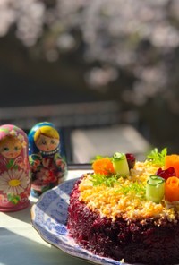 ウズベキスタン♡ロシアのサラダケーキ