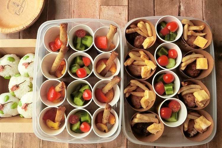 紙コップに詰めるだけ お花見弁当 レシピ 作り方 By 140 わんたるママ クックパッド 簡単おいしいみんなのレシピが357万品