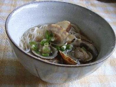 冷やし素麺＠浅蜊のスープの写真