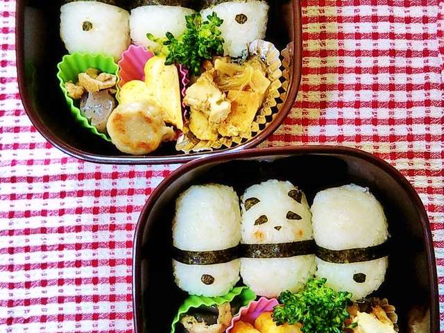 動物画像無料 上キャラ弁 おにぎり パンダ