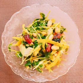 ごまポンラー油ドレッシング 豆苗サラダ