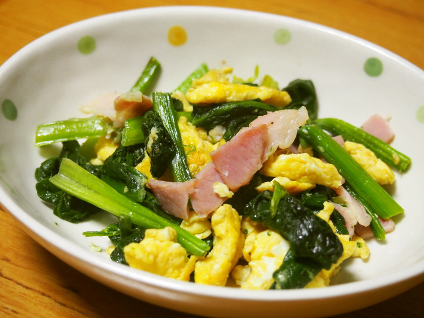 彩りほうれん草と生ハムのレシピ