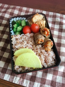 10分で♡肉巻ききんぴらゴボウ弁当
