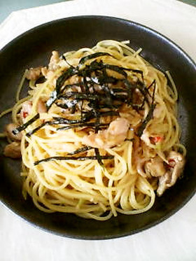 【五右衛門風】鶏と長ネギのスパゲティ