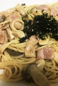 ミニ玉白茸とベーコンの和風パスタ