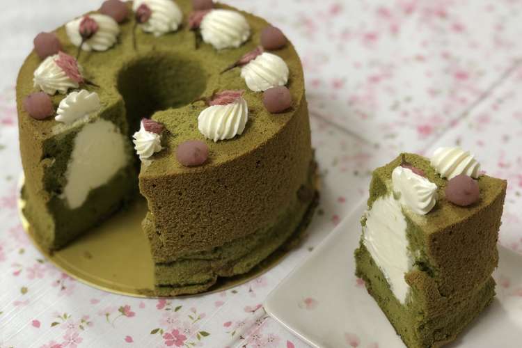 さくら抹茶の生シフォンケーキ レシピ 作り方 By まくのうち クックパッド 簡単おいしいみんなのレシピが376万品