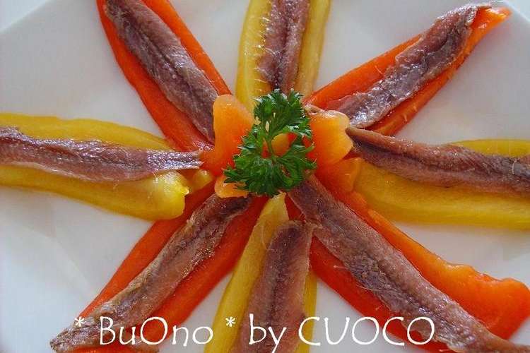 イタリアン前菜 パプリカアンチョビのせ レシピ 作り方 By Cuoco クックパッド 簡単おいしいみんなのレシピが354万品